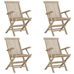 vidaXL Set mobilier de grădină, 5 piese, gri, lemn masiv de tec vidaXL Set mobilier de grădină, 5 piese, gri, lemn masiv de tec