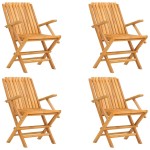 vidaXL Scaune de grădină pliante, 4 buc., 61x67x90 cm, lemn masiv tec vidaXL Scaune de grădină pliante, 4 buc., 61x67x90 cm, lemn masiv tec