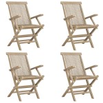 vidaXL Scaune de grădină pliante 4 buc. gri 56x61x89 cm lemn masiv tec vidaXL Scaune de grădină pliante 4 buc. gri 56x61x89 cm lemn masiv tec