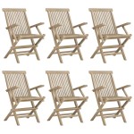 vidaXL Scaune de grădină pliante 6 buc. gri 56x61x89 cm lemn masiv tec vidaXL Scaune de grădină pliante 6 buc. gri 56x61x89 cm lemn masiv tec