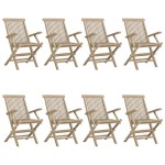 vidaXL Scaune de grădină pliante 8 buc. gri 56x61x89 cm lemn masiv tec