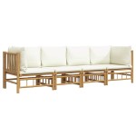 vidaXL Set mobilier de grădină, cu perne alb crem, 4 piese, bambus vidaXL Set mobilier de grădină, cu perne alb crem, 4 piese, bambus