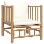 vidaXL Set mobilier de grădină, cu perne alb crem, 8 piese, bambus vidaXL Set mobilier de grădină, cu perne alb crem, 8 piese, bambus