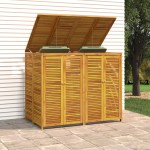vidaXL Magazie pubelă gunoi dublă, 140x89x117 cm, lemn masiv de acacia vidaXL Magazie pubelă gunoi dublă, 140x89x117 cm, lemn masiv de acacia