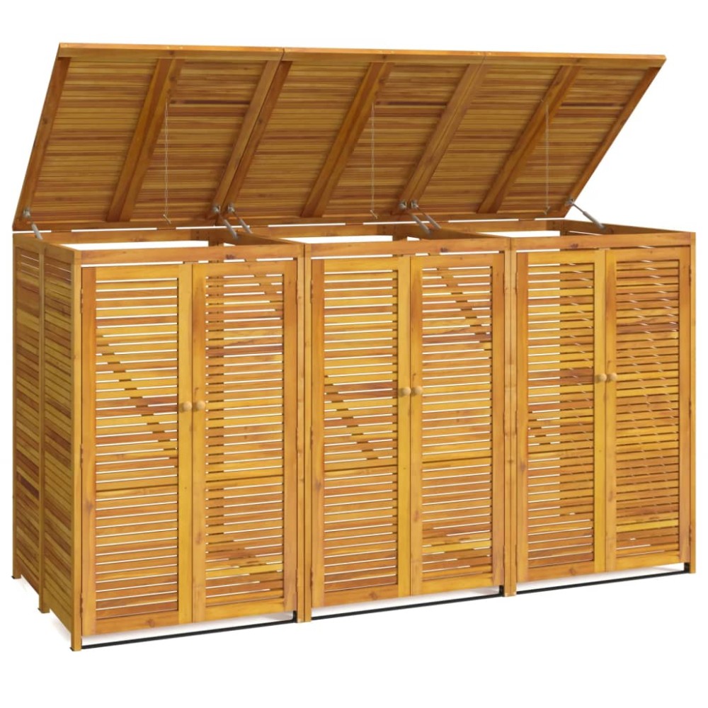 vidaXL Magazie pubelă gunoi triplă, 210x89x117 cm, lemn masiv acacia