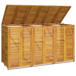 vidaXL Magazie pubelă gunoi triplă, 210x89x117 cm, lemn masiv acacia vidaXL Magazie pubelă gunoi triplă, 210x89x117 cm, lemn masiv acacia