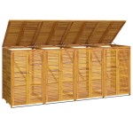 vidaXL Magazie pubelă gunoi cvadruplă, 280x89x117 cm lemn masiv acacia vidaXL Magazie pubelă gunoi cvadruplă, 280x89x117 cm lemn masiv acacia