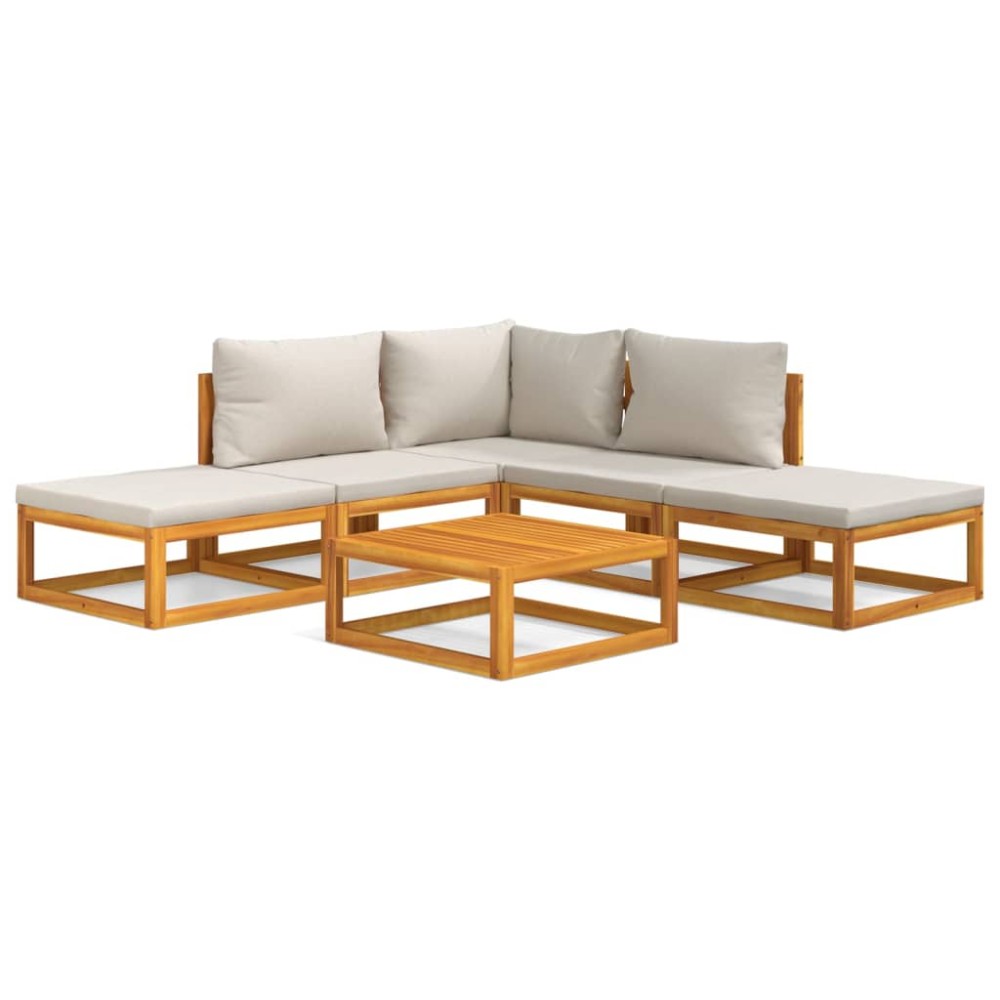 vidaXL Set mobilier grădină, perne gri deschis, 6 piese, lemn masiv