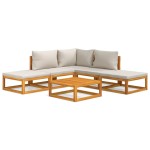 vidaXL Set mobilier grădină, perne gri deschis, 6 piese, lemn masiv