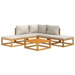 vidaXL Set mobilier grădină, perne gri deschis, 6 piese, lemn masiv