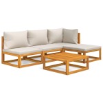 vidaXL Set mobilier grădină, perne gri deschis, 5 piese, lemn masiv