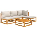 vidaXL Set mobilier grădină, perne gri deschis, 5 piese, lemn masiv