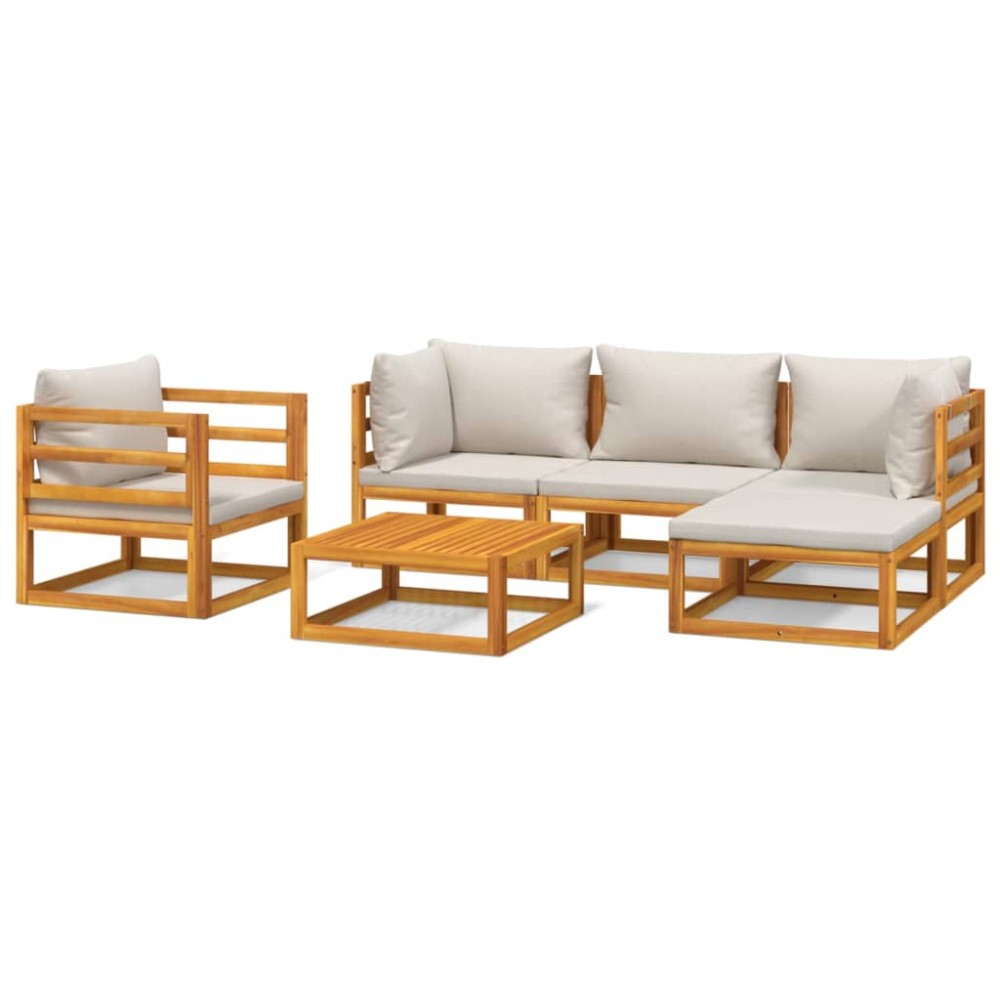 vidaXL Set mobilier grădină, perne gri deschis, 6 piese, lemn masiv