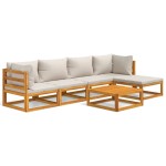 vidaXL Set mobilier grădină, perne gri deschis, 6 piese, lemn masiv