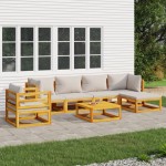 vidaXL Set mobilier grădină, perne gri deschis, 7 piese, lemn masiv vidaXL Set mobilier grădină, perne gri deschis, 7 piese, lemn masiv