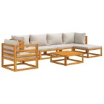 vidaXL Set mobilier grădină, perne gri deschis, 7 piese, lemn masiv vidaXL Set mobilier grădină, perne gri deschis, 7 piese, lemn masiv
