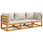 vidaXL Set mobilier grădină, perne gri deschis, 3 piese, lemn masiv vidaXL Set mobilier grădină, perne gri deschis, 3 piese, lemn masiv