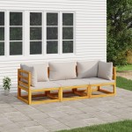vidaXL Set mobilier grădină, perne gri deschis, 3 piese, lemn masiv vidaXL Set mobilier grădină, perne gri deschis, 3 piese, lemn masiv