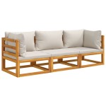vidaXL Set mobilier grădină, perne gri deschis, 3 piese, lemn masiv vidaXL Set mobilier grădină, perne gri deschis, 3 piese, lemn masiv