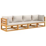 vidaXL Set mobilier grădină, perne gri deschis, 4 piese, lemn masiv vidaXL Set mobilier grădină, perne gri deschis, 4 piese, lemn masiv