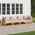 vidaXL Set mobilier grădină, perne gri deschis, 4 piese, lemn masiv vidaXL Set mobilier grădină, perne gri deschis, 4 piese, lemn masiv