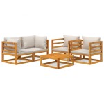 vidaXL Set mobilier grădină, perne gri deschis, 5 piese, lemn masiv