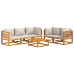 vidaXL Set mobilier grădină, perne gri deschis, 6 piese, lemn masiv