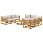 vidaXL Set mobilier grădină cu perne gri deschis, 9 piese, lemn pin vidaXL Set mobilier grădină cu perne gri deschis, 9 piese, lemn pin