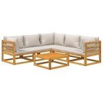 vidaXL Set mobilier grădină, perne gri deschis, 6 piese, lemn masiv