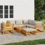 vidaXL Set mobilier grădină cu perne gri deschis, 8 piese, lemn masiv vidaXL Set mobilier grădină cu perne gri deschis, 8 piese, lemn masiv