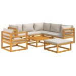 vidaXL Set mobilier grădină cu perne gri deschis, 8 piese, lemn masiv vidaXL Set mobilier grădină cu perne gri deschis, 8 piese, lemn masiv