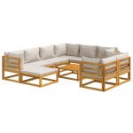 vidaXL Set mobilier grădină cu perne gri deschis, 10 piese, lemn pin