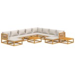 vidaXL Set mobilier grădină cu perne gri deschis, 12 piese, lemn tec vidaXL Set mobilier grădină cu perne gri deschis, 12 piese, lemn tec