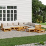 vidaXL Set mobilier grădină cu perne gri deschis, 12 piese, lemn tec vidaXL Set mobilier grădină cu perne gri deschis, 12 piese, lemn tec