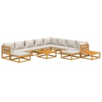 vidaXL Set mobilier grădină cu perne gri deschis, 12 piese, lemn tec vidaXL Set mobilier grădină cu perne gri deschis, 12 piese, lemn tec