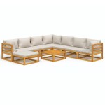 vidaXL Set mobilier grădină cu perne gri deschis, 9 piese, lemn pin vidaXL Set mobilier grădină cu perne gri deschis, 9 piese, lemn pin