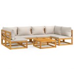 vidaXL Set mobilier grădină, perne gri deschis, 7 piese, lemn masiv vidaXL Set mobilier grădină, perne gri deschis, 7 piese, lemn masiv