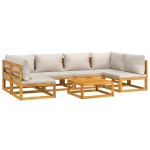 vidaXL Set mobilier grădină, perne gri deschis, 7 piese, lemn masiv vidaXL Set mobilier grădină, perne gri deschis, 7 piese, lemn masiv