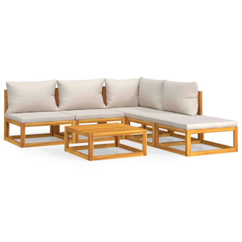 vidaXL Set mobilier grădină, perne gri deschis, 6 piese, lemn masiv