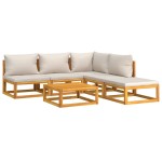 vidaXL Set mobilier grădină, perne gri deschis, 6 piese, lemn masiv