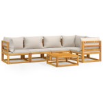 vidaXL Set mobilier grădină, perne gri deschis, 6 piese, lemn masiv