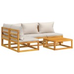 vidaXL Set mobilier grădină, perne gri deschis, 5 piese, lemn masiv