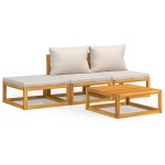 vidaXL Set mobilier grădină, perne gri deschis, 4 piese, lemn masiv vidaXL Set mobilier grădină, perne gri deschis, 4 piese, lemn masiv