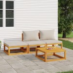 vidaXL Set mobilier grădină, perne gri deschis, 4 piese, lemn masiv vidaXL Set mobilier grădină, perne gri deschis, 4 piese, lemn masiv