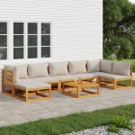 vidaXL Set mobilier grădină cu perne gri deschis, 8 piese, lemn masiv vidaXL Set mobilier grădină cu perne gri deschis, 8 piese, lemn masiv