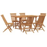 vidaXL Set de masă pentru grădină 7 pcs Maro 140 x 80 x 75 cm vidaXL Set de masă pentru grădină 7 pcs Maro 140 x 80 x 75 cm