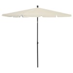 vidaXL Umbrelă de grădină cu stâlp, nisipiu, 210x140 cm vidaXL Umbrelă de grădină cu stâlp, nisipiu, 210x140 cm