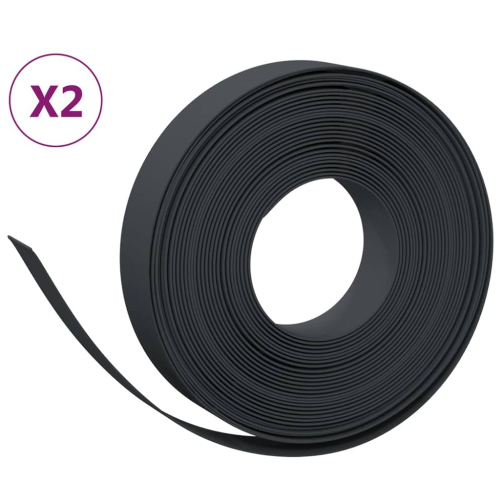 vidaXL Borduri de grădină, 2 buc, negru, 10 m 10 cm, polietilenă