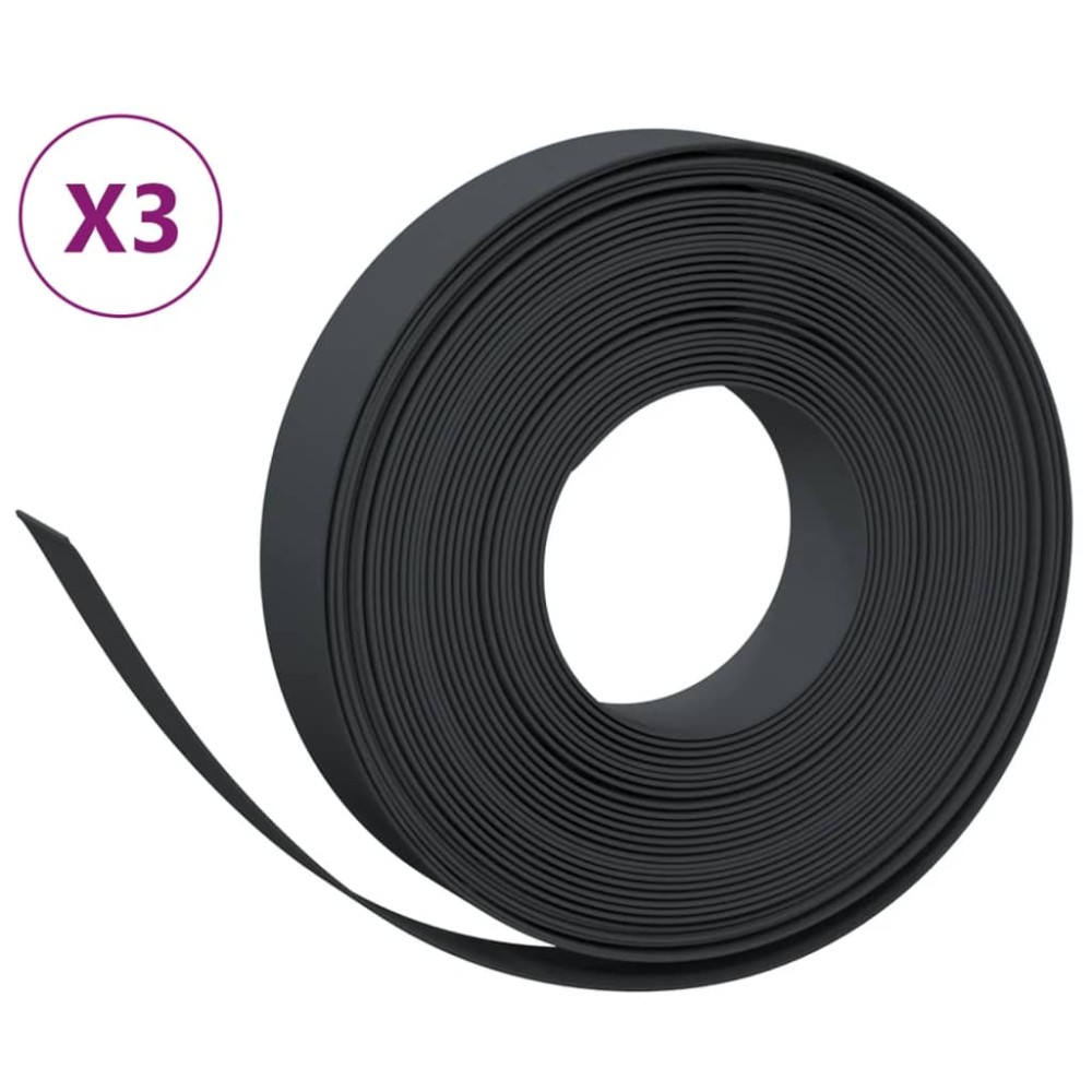 vidaXL Borduri de grădină, 3 buc, negru, 10 m 10 cm, polietilenă