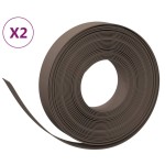 vidaXL Borduri de grădină, 2 buc, maro, 10 m 10 cm, polietilenă